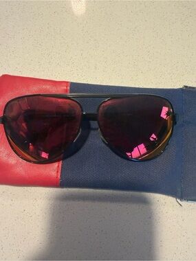 Le Specs Pink Mirrored Aviator Sunglasses